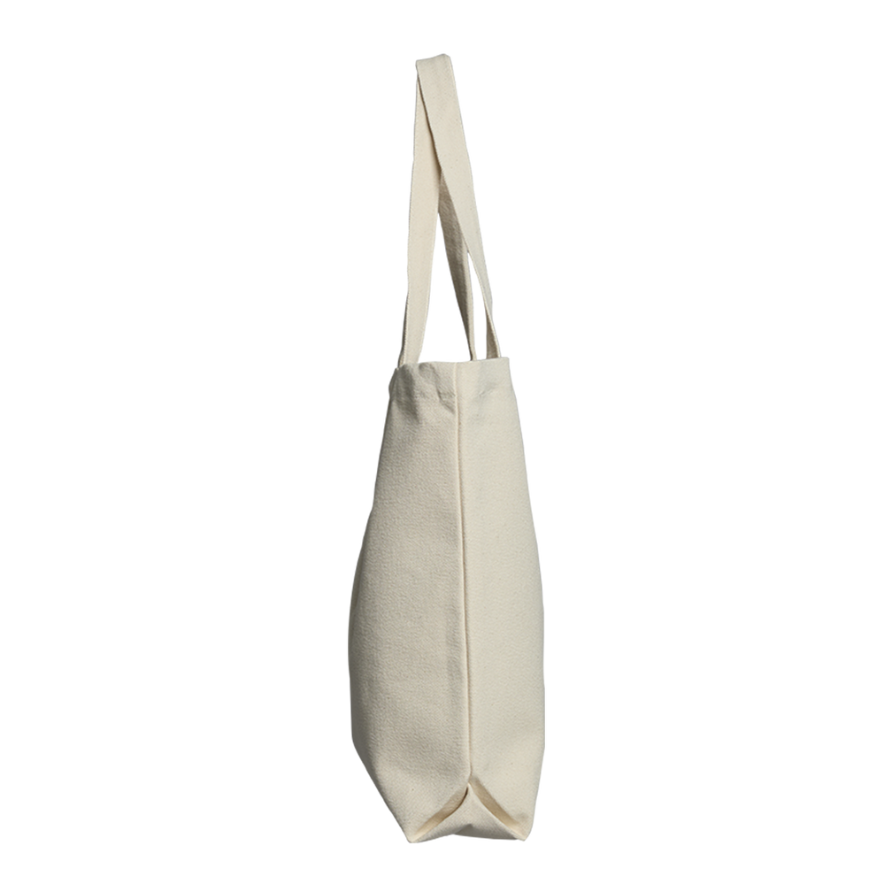 Beige tote bag on a white background