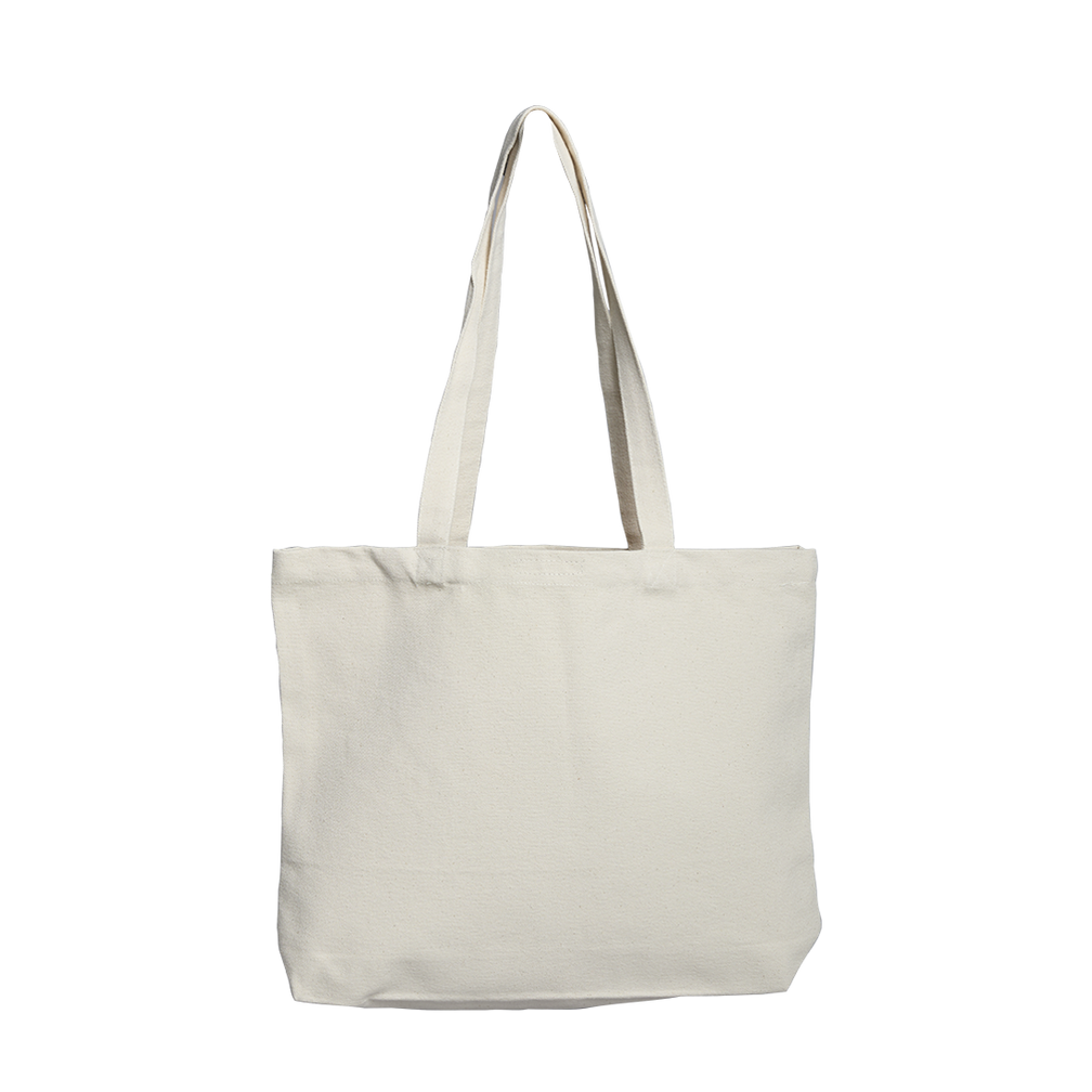Beige tote bag on a white background