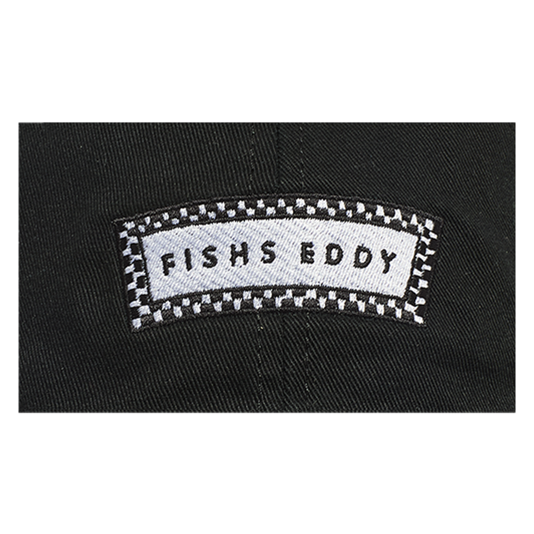 Black fabric with a 'FISHS EDDY' label on a white background