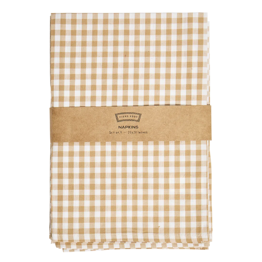 4PK GINGHAM NAPKINS - TAN