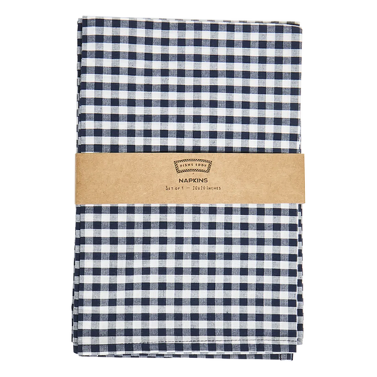 4PK GINGHAM NAPKINS - NAVY