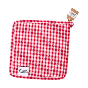 SQ POT HOLDER - GINGHAM RED (8.75"x8.75")