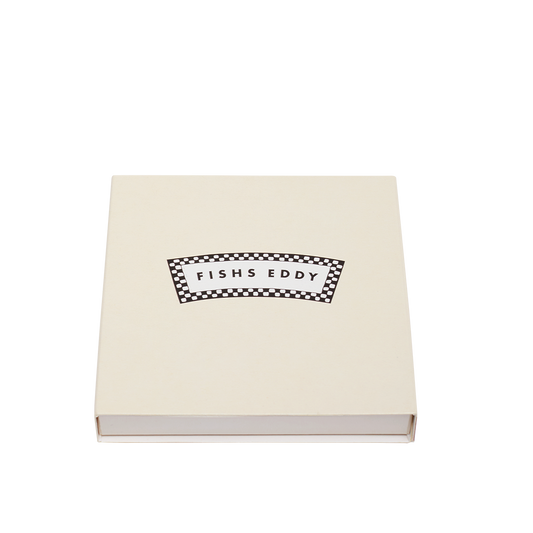 Beige box with 'FISHS EDDY' logo on a white background