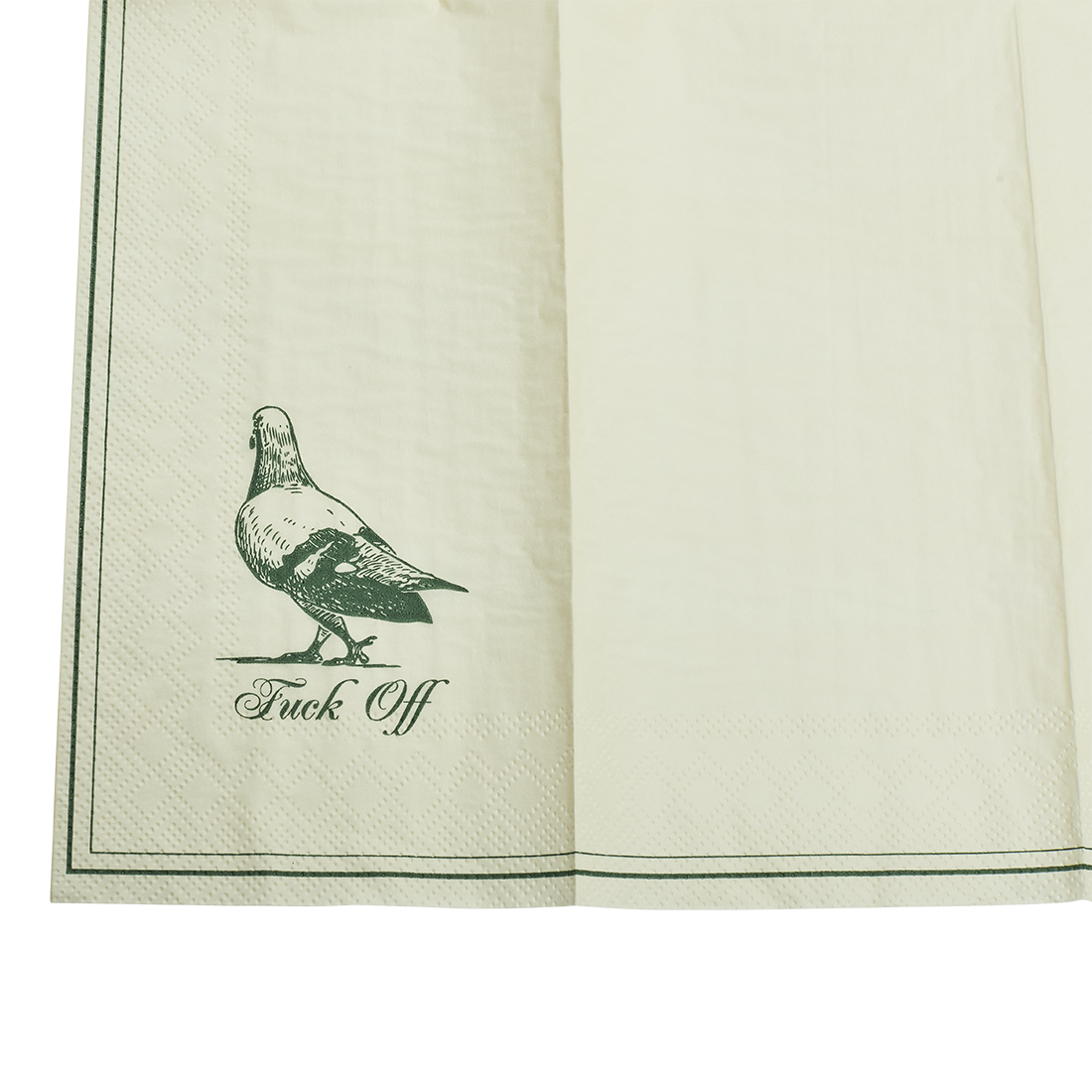 Towel with a graphic of a bird and text on a white background