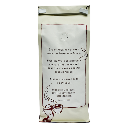 1lbs Demitasse Blend Flat Bottom Coffee Bag (with degassing valve + tin tie)