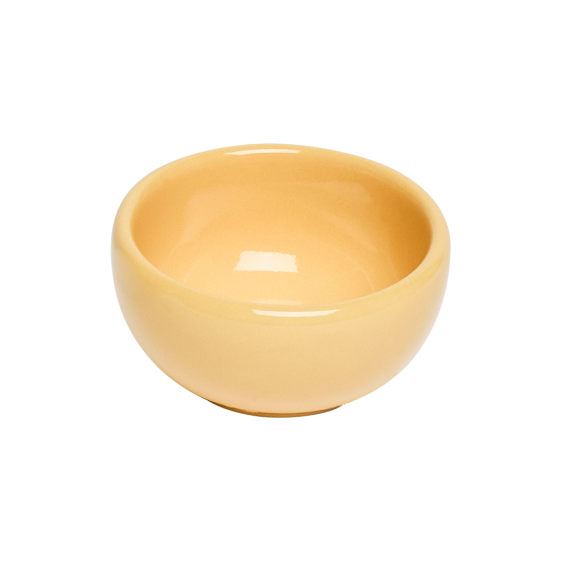 Yellow ceramic bowl on a white background