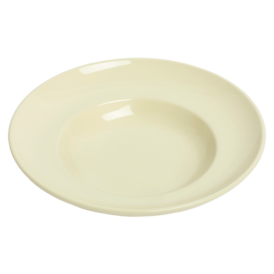 Close-up of white pasta bowl, deep ceramic diner bowl with sturdy construction