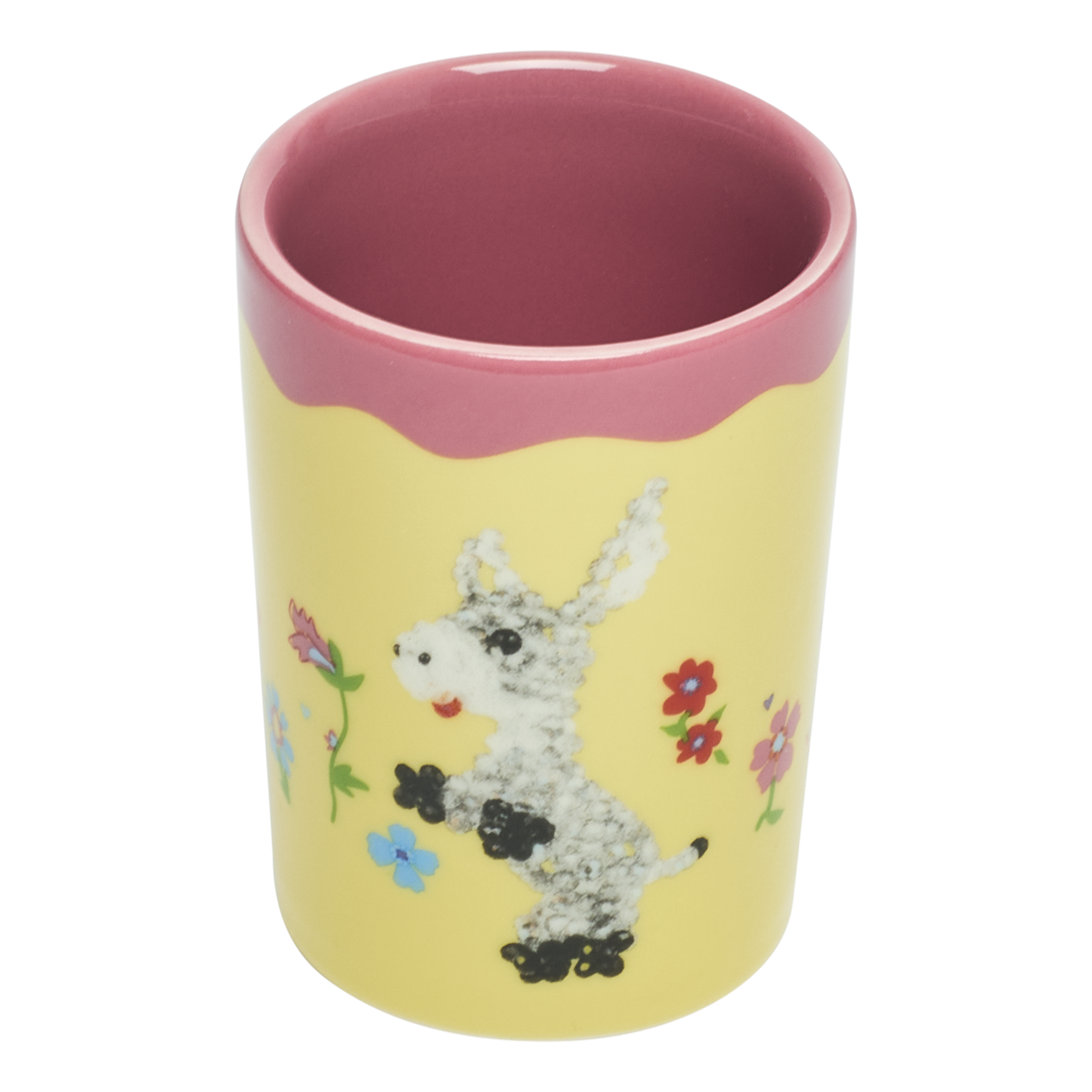 Side view of Fishs Eddy x Susan Alexandra Donnie the Donkey Cup by Fishs Eddy, cup perfect for coffee, tea, and everyday use