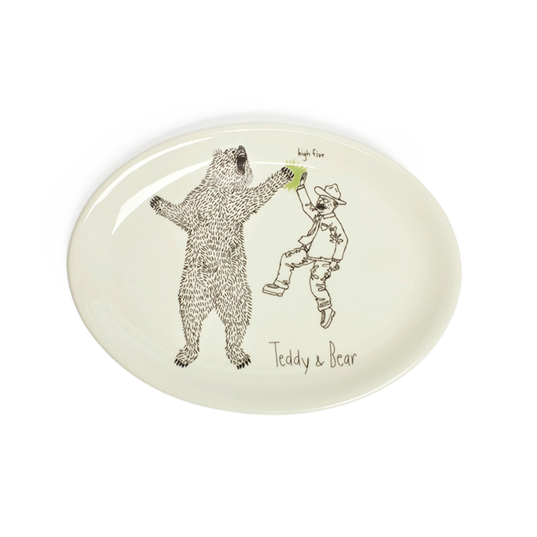 Teddy Roosevelt - Teddy & Bear Plate tableware, with a clean, polished finish and distinctive shape or artwork; a useful size for meals, appetizers, desserts, snacks, or layered place settings. Primary product view highlights the overall design and proportions.