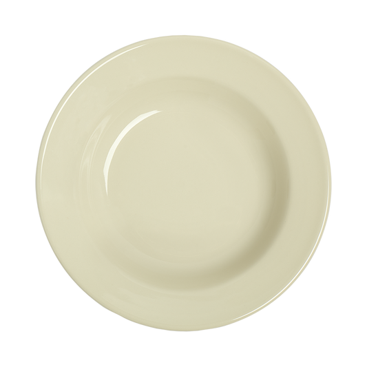 Beige ceramic plate on a white background