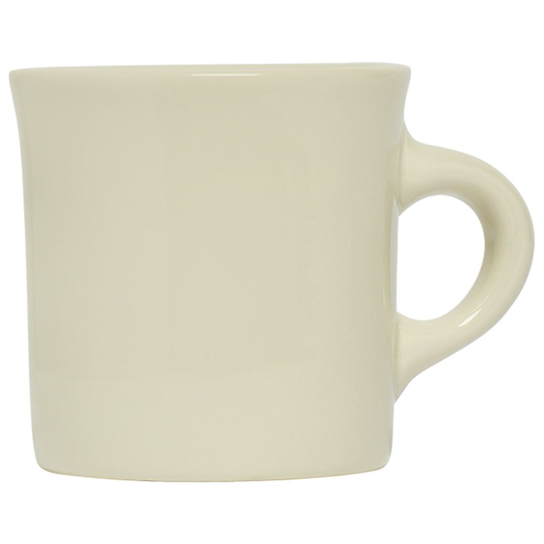 White ceramic mug on a white background
