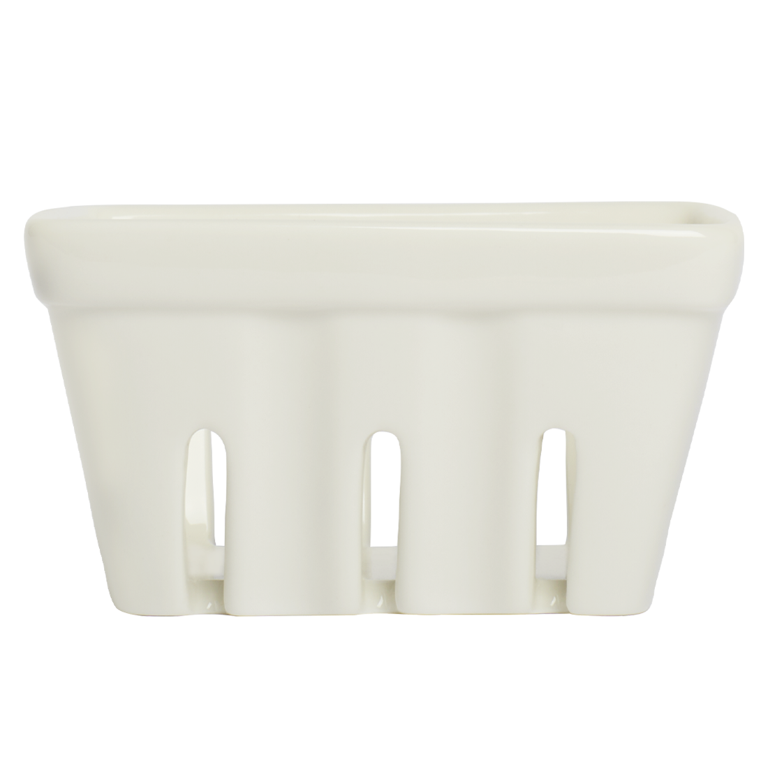 White ceramic basket on a white background