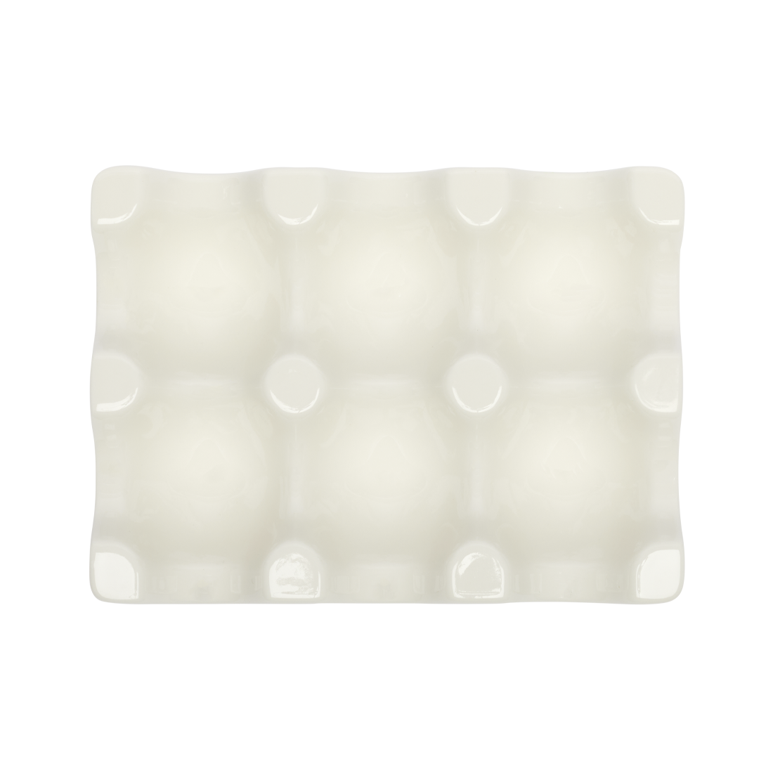Rectangular white ceramic plate with a textured surface on a white background
