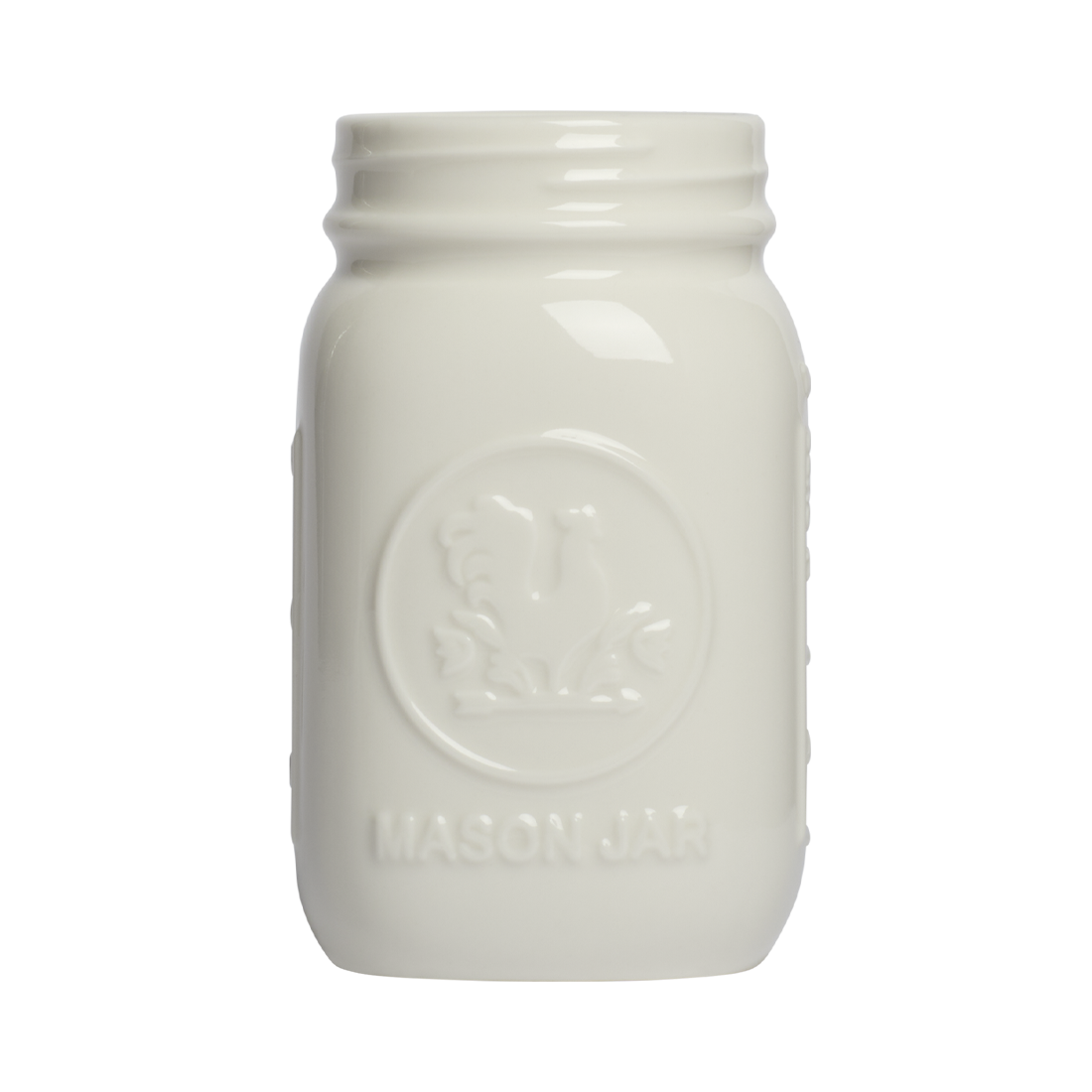 White mason jar with 'Silk' branding on a white background