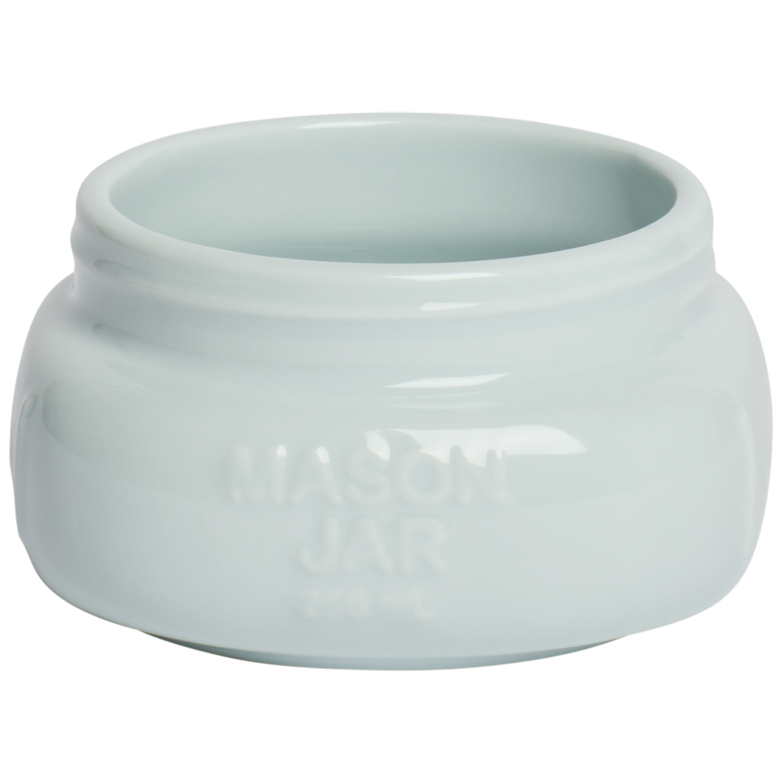 Light blue ceramic jar on a white background