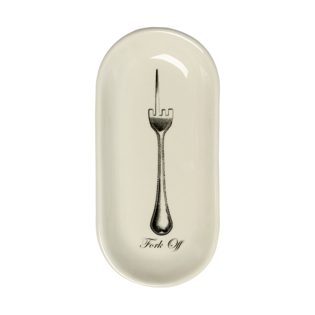 Decorative wall art with a fork design on a white background
