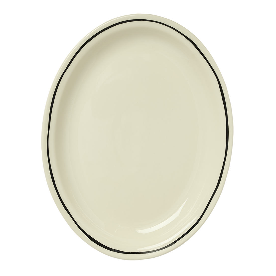 Sketched Line Black - Main Oval Platter (11 3/8")