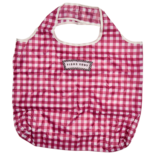 Red and white checkered bag with 'FISH'S EDDY' logo on a white background