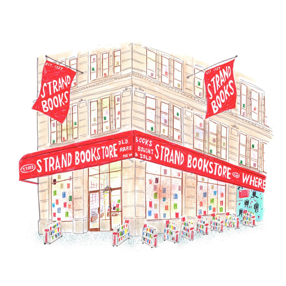 THE STRAND BOOKSTORE BY JOEL HOLLAND (8''X8'')