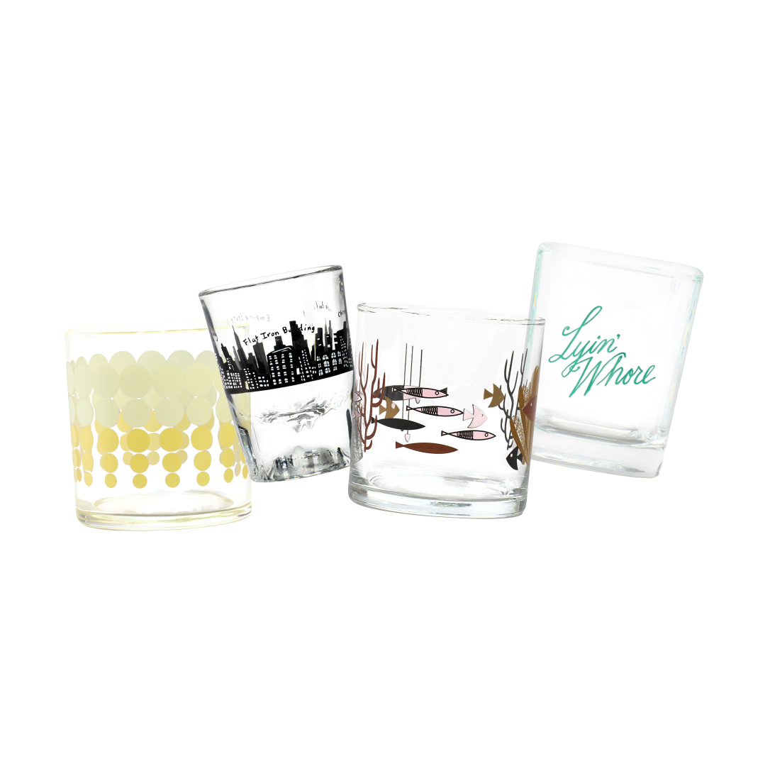 Glassware for cocktails and mixed drinks