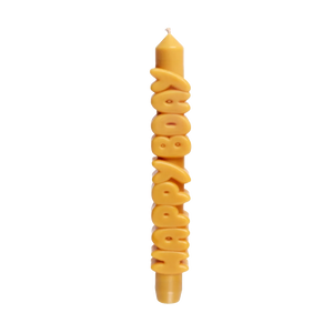 CANDLEHAND TAPER CANDLE - HAPPY BDAY: YELLOW