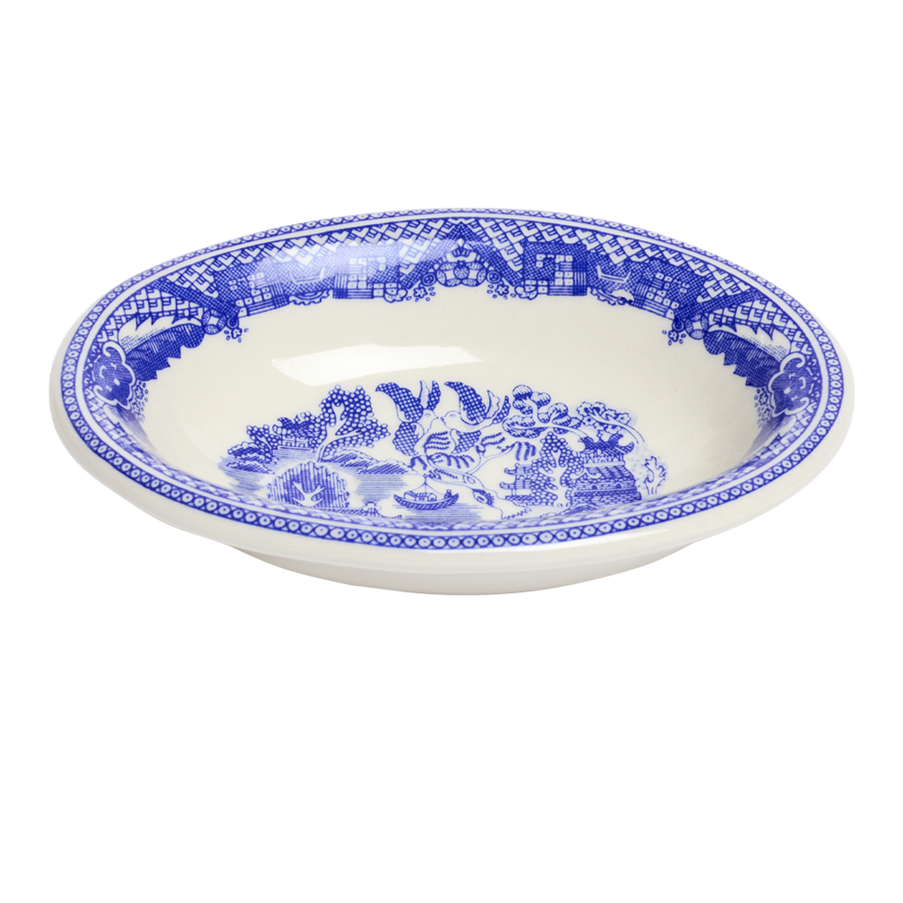 Blue Willow Deep Oval Platter with classic blue willow pattern, crafted for versatile everyday use