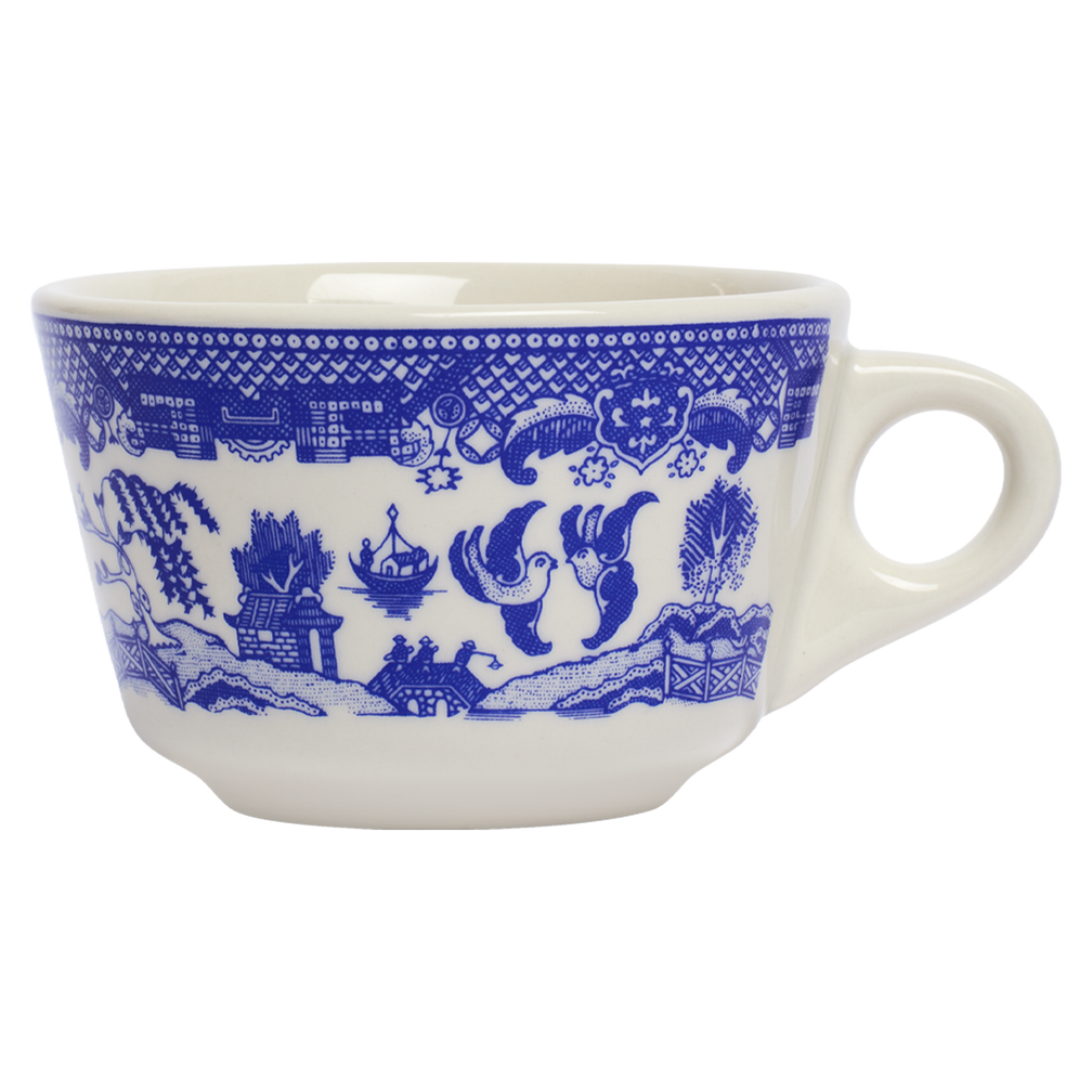 Blue Willow Coffee Cup 6.4oz by Fishs Eddy, cup with Blue Willow pattern, perfect for coffee, tea, and everyday use