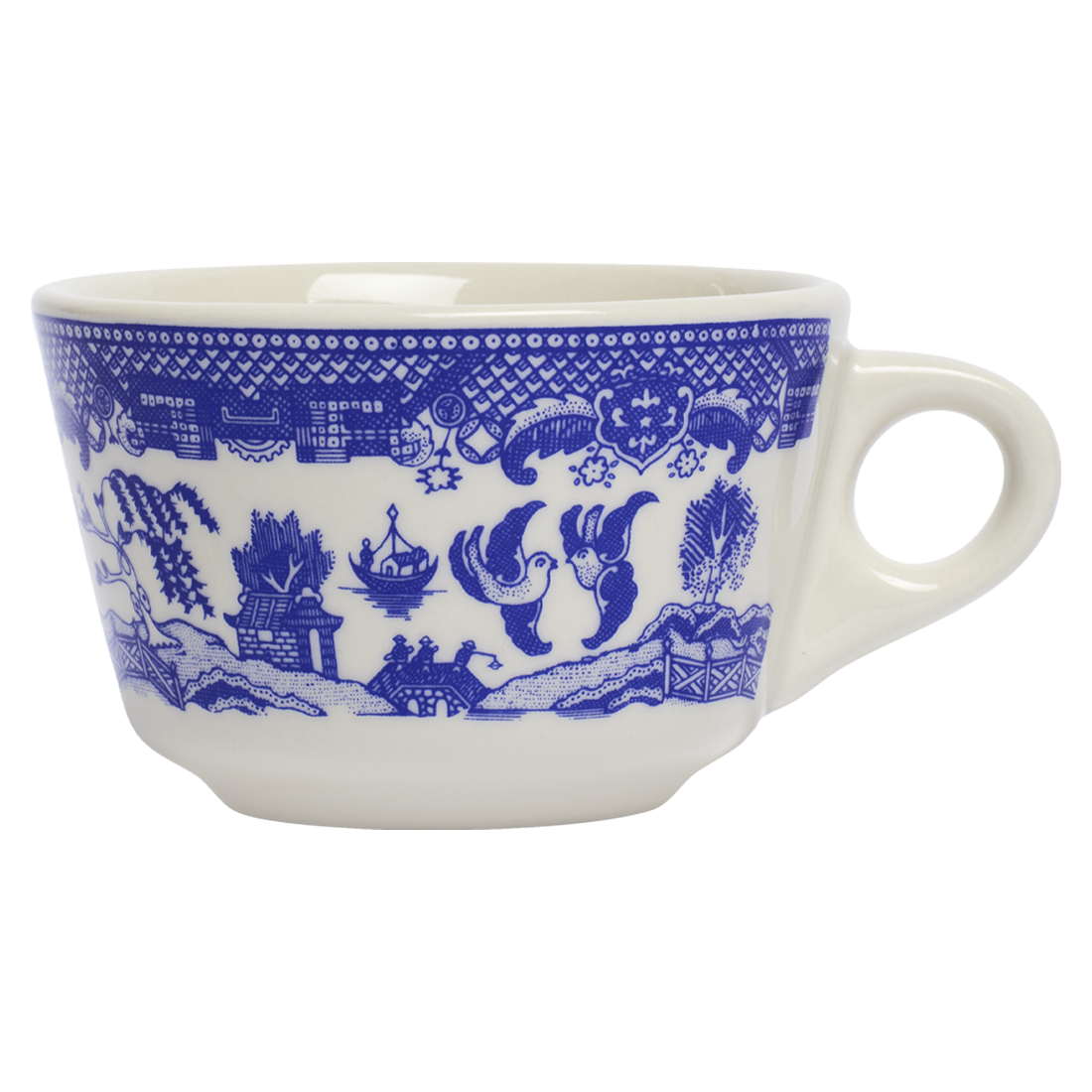 Blue Willow Coffee Cup 6.4oz by Fishs Eddy, cup with Blue Willow pattern, perfect for coffee, tea, and everyday use
