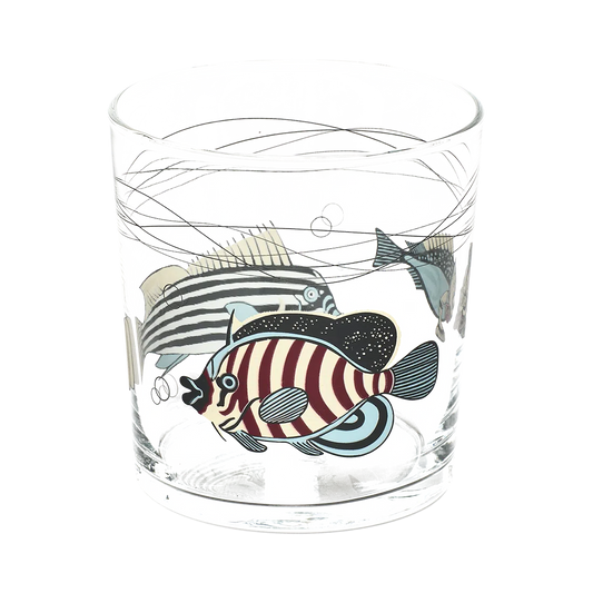 MUSEUM FISH STRIPES LOWBALL  (12.17OZ)