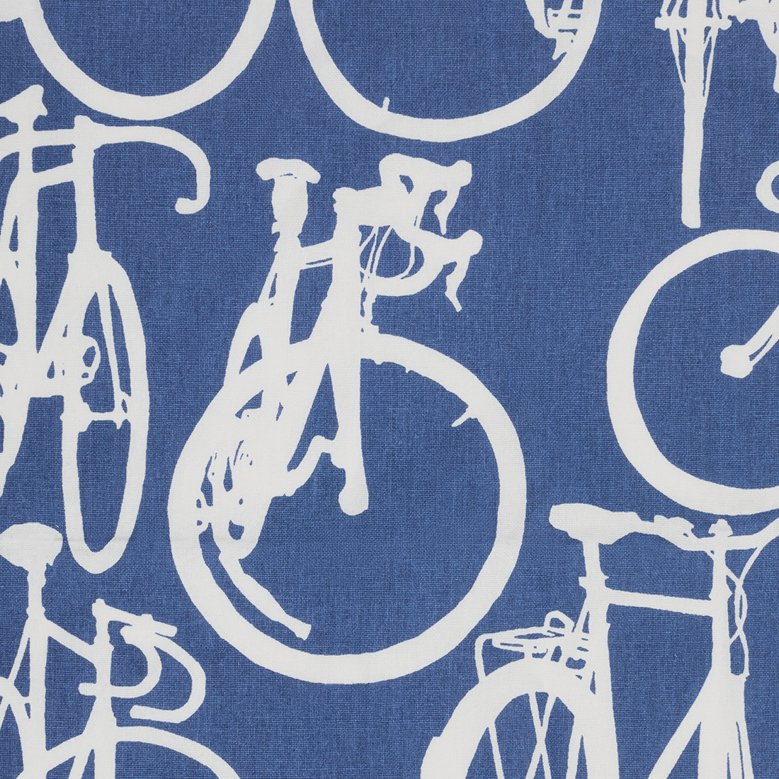 White bicycles and bicycle wheels on a blue background