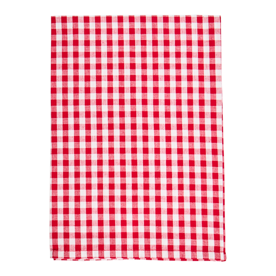 Red and white checkered towel on a white background