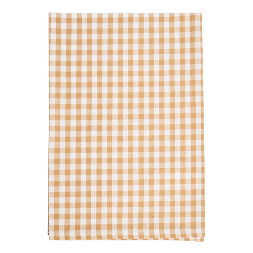 Checkered fabric with brown and white pattern on a white background