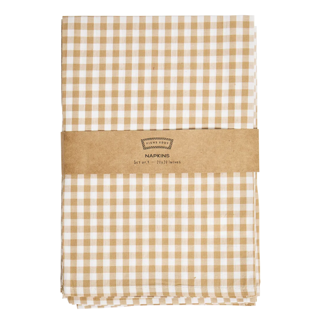 4PK GINGHAM NAPKINS - TAN