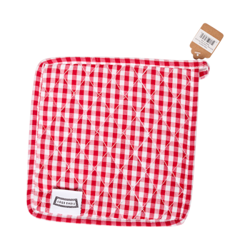SQ POT HOLDER - GINGHAM RED (8.75"x8.75")