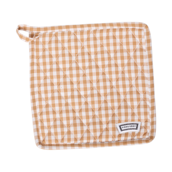 SQ POT HOLDER - GINGHAM TAN (8.75"x8.75")