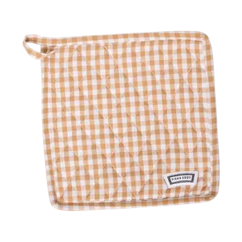 SQ POT HOLDER - GINGHAM TAN (8.75"x8.75")