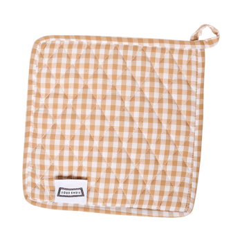 SQ POT HOLDER - GINGHAM TAN (8.75"x8.75")