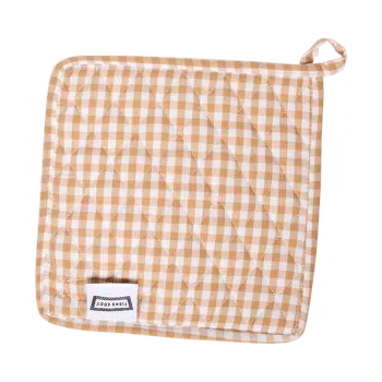 SQ POT HOLDER - GINGHAM TAN (8.75"x8.75")