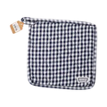 Sq Pot Holder - Gingham Navy padded kitchen textile, with eye-catching graphics or color designed to feel useful as well as expressive; useful for handling warm cookware while adding coordinated pattern and color to the kitchen. Primary product view highlights the overall design and proportions.