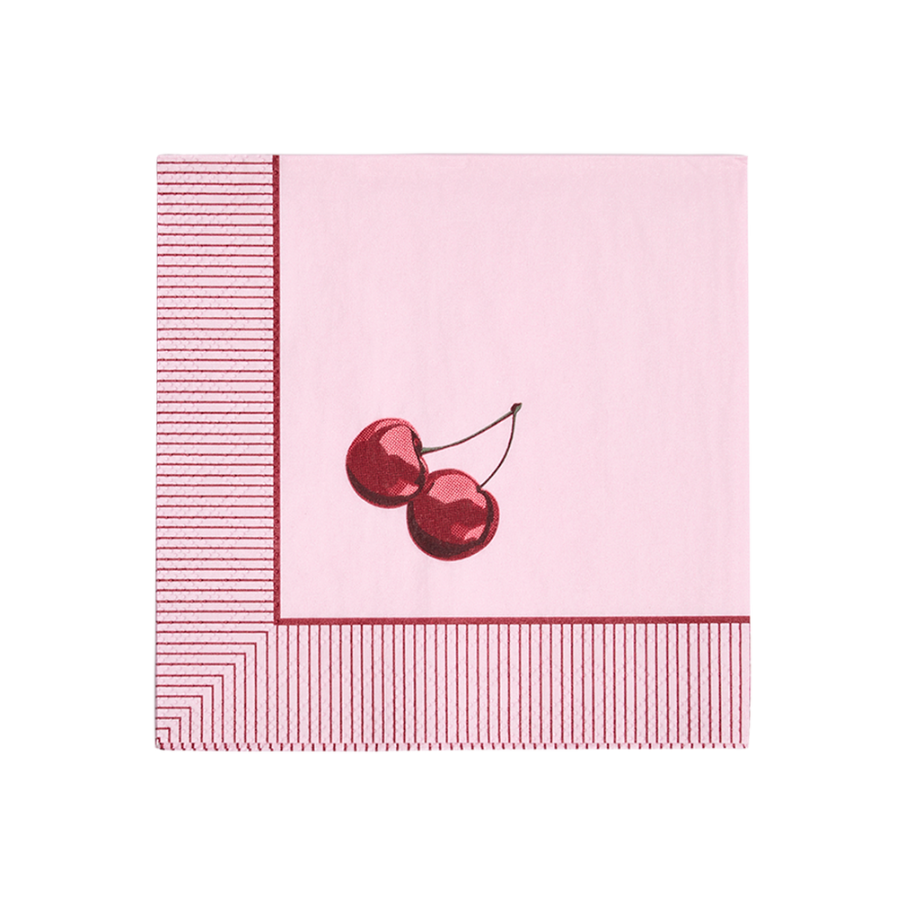 Cocktail Napkin Cherry with decorative entertaining inspired design, adds texture and personality alongside plates bowls and glassware