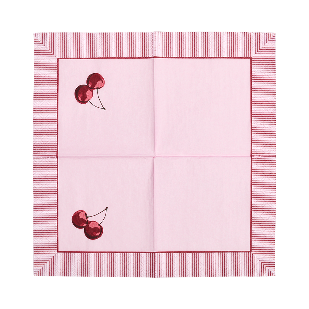 Cocktail Napkin Cherry with decorative entertaining inspired design, an easy way to elevate casual meals and coordinated table settings