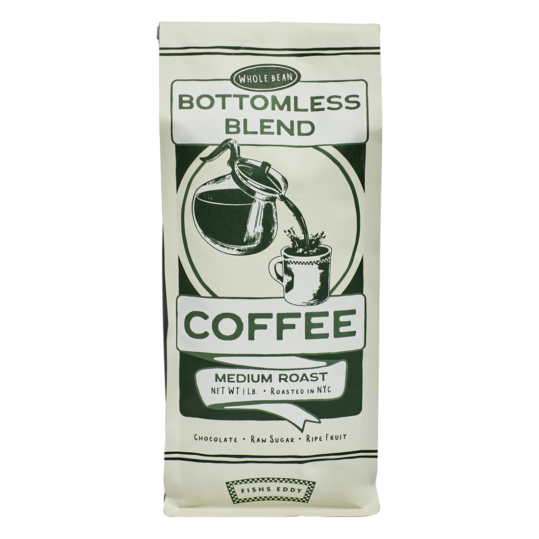 1lbs Bottomless Blend Flat Bottom Coffee Bag (with degassing valve + tin tie)