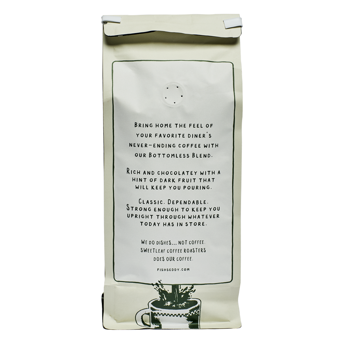 1lbs Bottomless Blend Flat Bottom Coffee Bag (with degassing valve + tin tie)