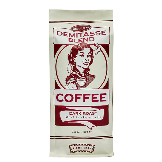1lbs Demitasse Blend Flat Bottom Coffee Bag (with degassing valve + tin tie)