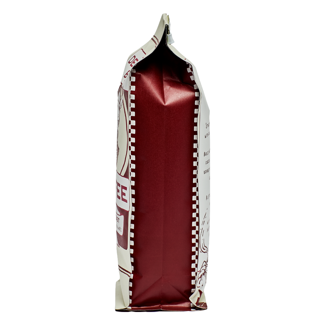 Red and white package with a checkered pattern on a white background