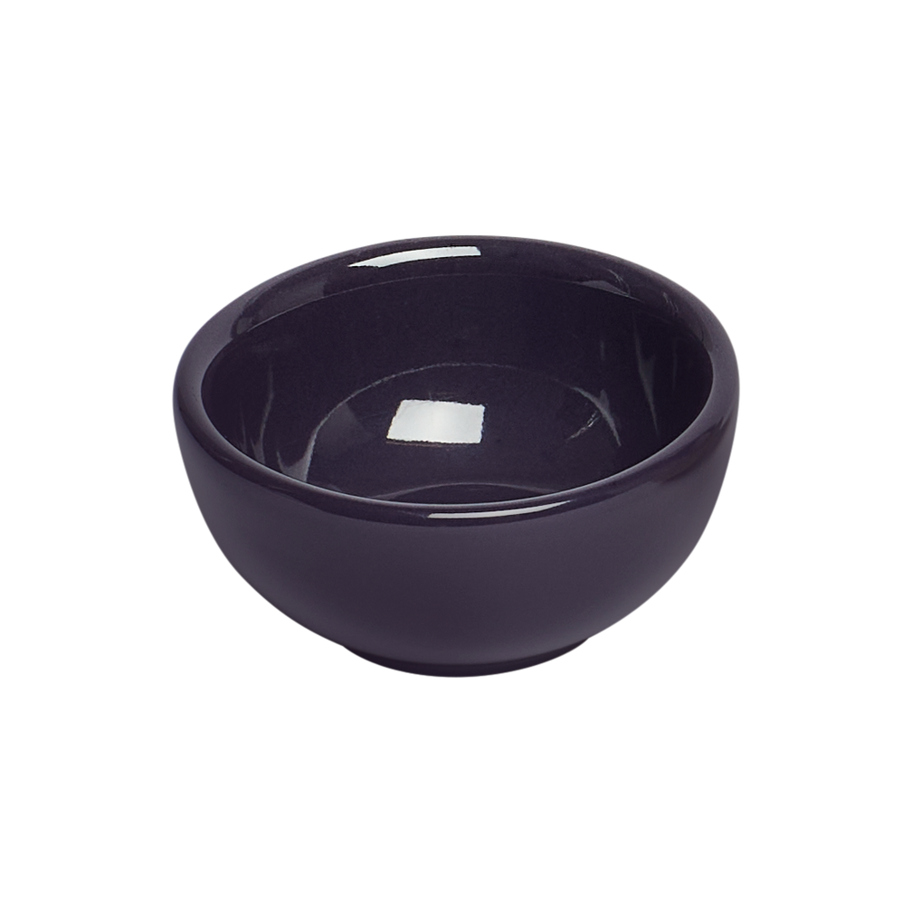 Black ceramic bowl on a white background