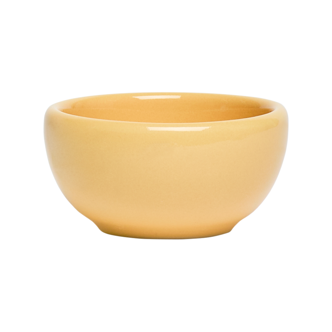 Yellow ceramic bowl on a white background