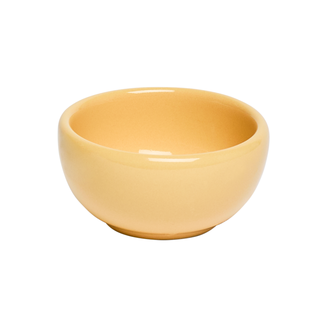 Yellow ceramic bowl on a white background