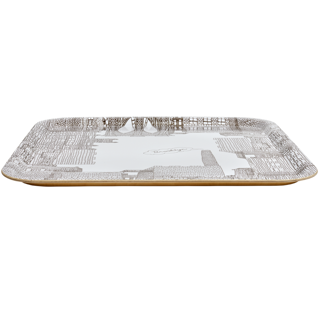 Decorative tray with geometric pattern on a white background