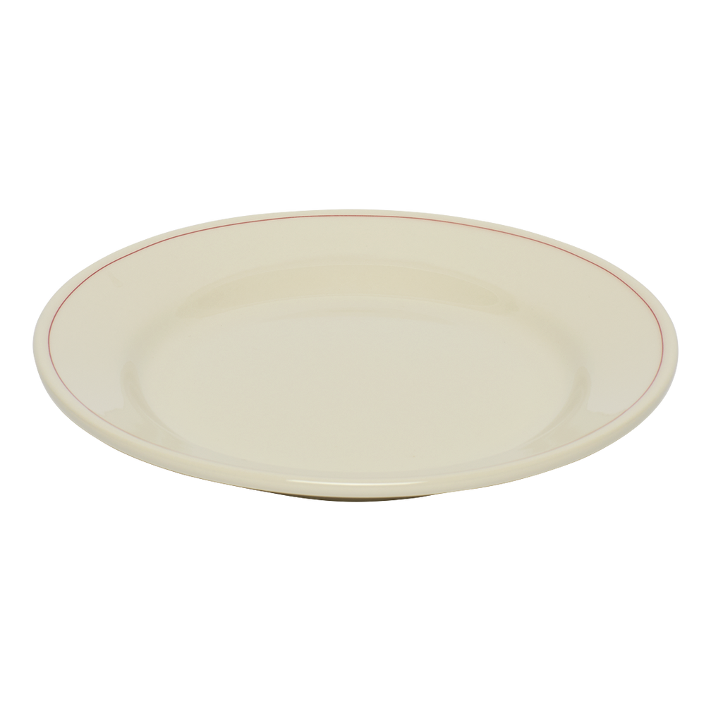 Beige ceramic plate on a white background
